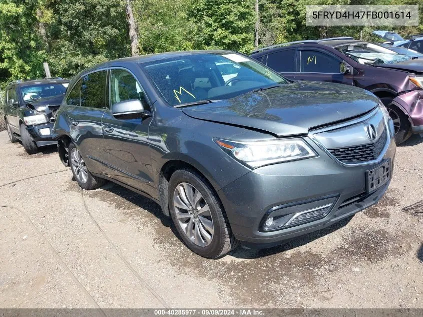 2015 Acura Mdx Technology Package VIN: 5FRYD4H47FB001614 Lot: 40285977