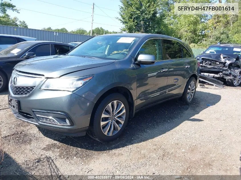 2015 Acura Mdx Technology Package VIN: 5FRYD4H47FB001614 Lot: 40285977