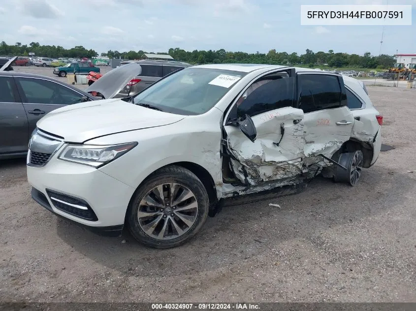 2015 Acura Mdx Technology VIN: 5FRYD3H44FB007591 Lot: 40324907