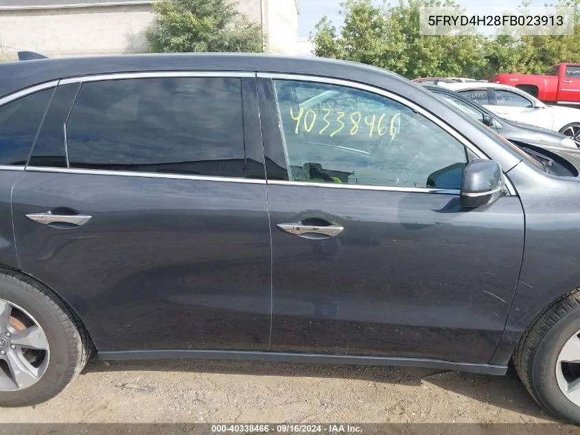 2015 Acura Mdx VIN: 5FRYD4H28FB023913 Lot: 40338466