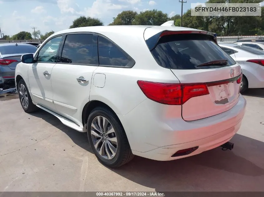 2015 Acura Mdx Technology Package VIN: 5FRYD4H46FB023183 Lot: 40367992