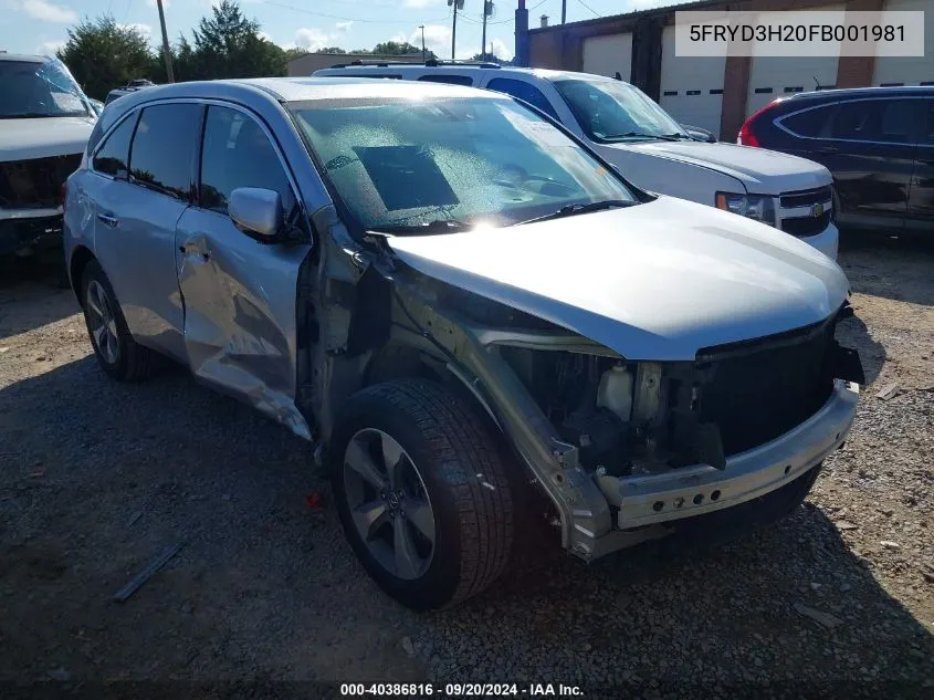 5FRYD3H20FB001981 2015 Acura Mdx