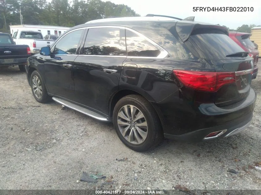 5FRYD4H43FB022010 2015 Acura Mdx Technology