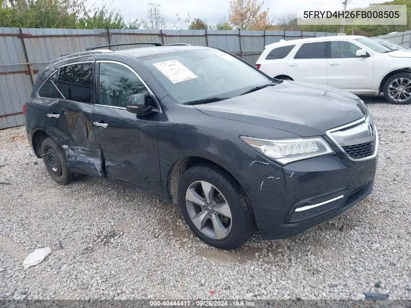 2015 Acura Mdx VIN: 5FRYD4H26FB008505 Lot: 40444417