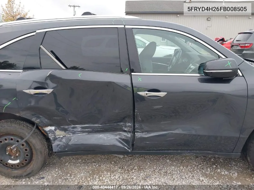 2015 Acura Mdx VIN: 5FRYD4H26FB008505 Lot: 40444417