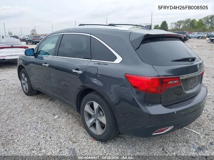 2015 Acura Mdx VIN: 5FRYD4H26FB008505 Lot: 40444417