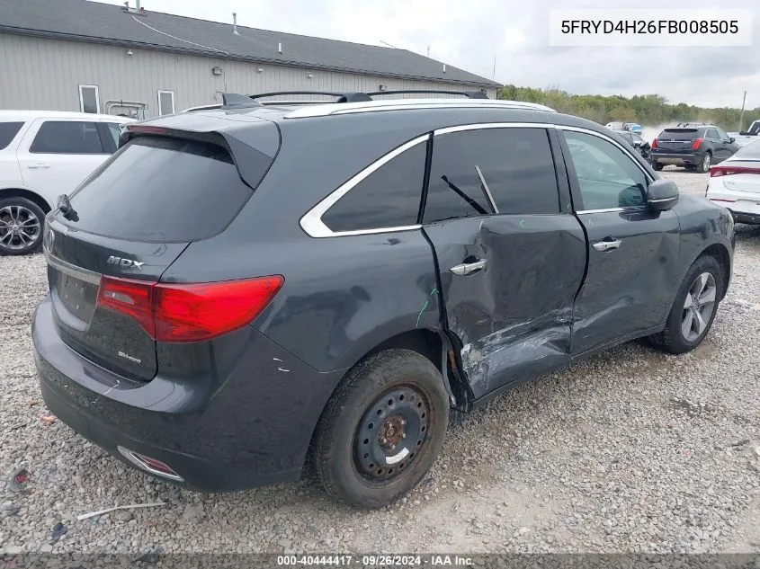 2015 Acura Mdx VIN: 5FRYD4H26FB008505 Lot: 40444417