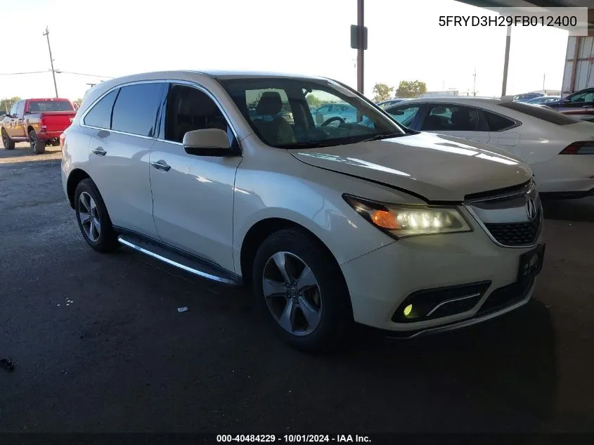 2015 Acura Mdx VIN: 5FRYD3H29FB012400 Lot: 40484229