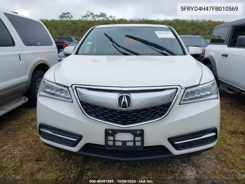 2015 Acura Mdx Technology VIN: 5FRYD4H47FB010569 Lot: 40491595