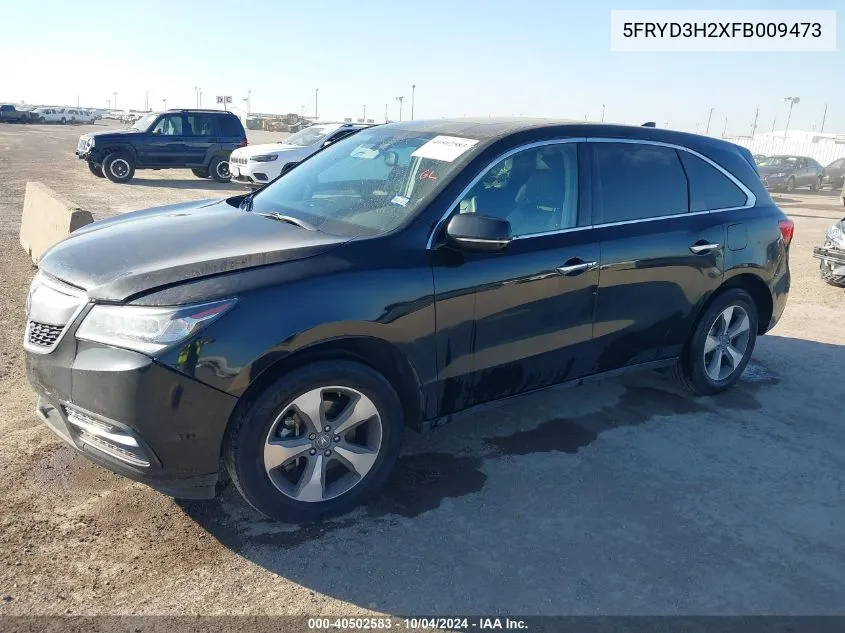 2015 Acura Mdx VIN: 5FRYD3H2XFB009473 Lot: 40502583