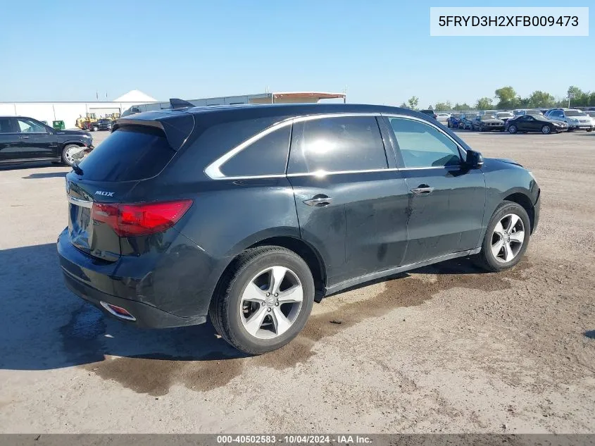 2015 Acura Mdx VIN: 5FRYD3H2XFB009473 Lot: 40502583