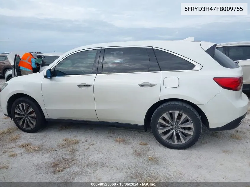 2015 Acura Mdx Technology VIN: 5FRYD3H47FB009755 Lot: 40525360