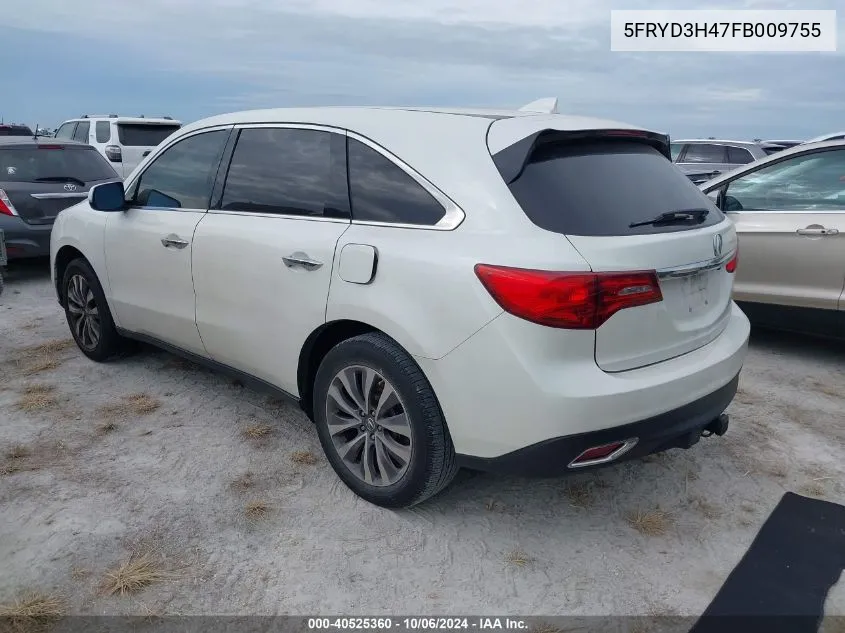 2015 Acura Mdx Technology VIN: 5FRYD3H47FB009755 Lot: 40525360