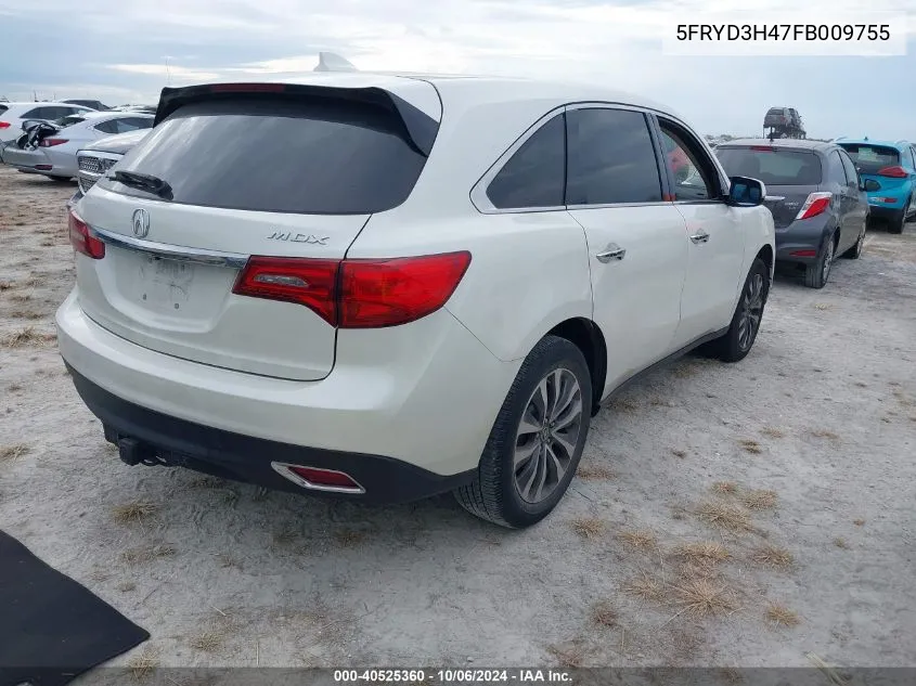 2015 Acura Mdx Technology VIN: 5FRYD3H47FB009755 Lot: 40525360