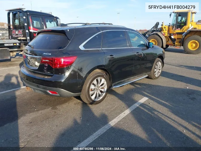 2015 Acura Mdx Technology Package VIN: 5FRYD4H41FB004279 Lot: 40780298