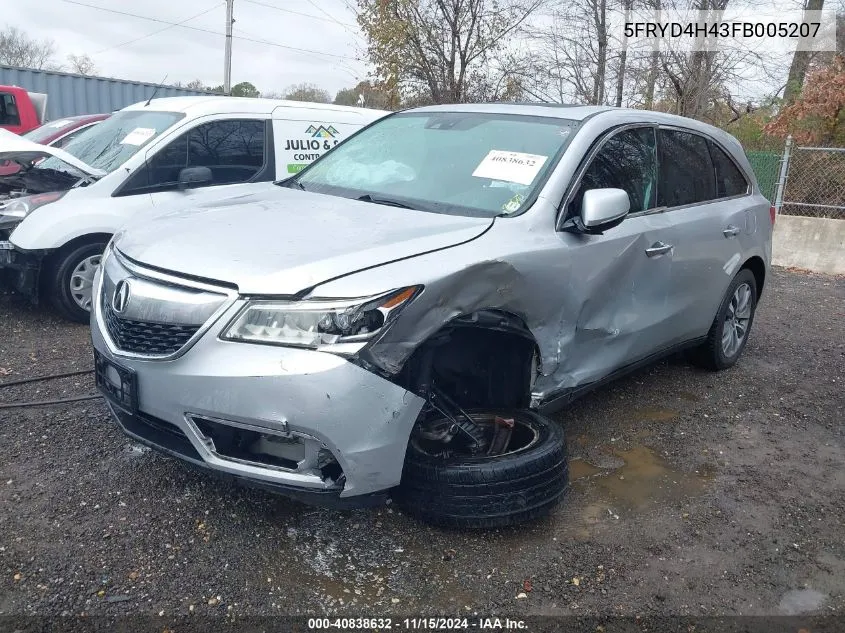 2015 Acura Mdx Technology Package VIN: 5FRYD4H43FB005207 Lot: 40838632