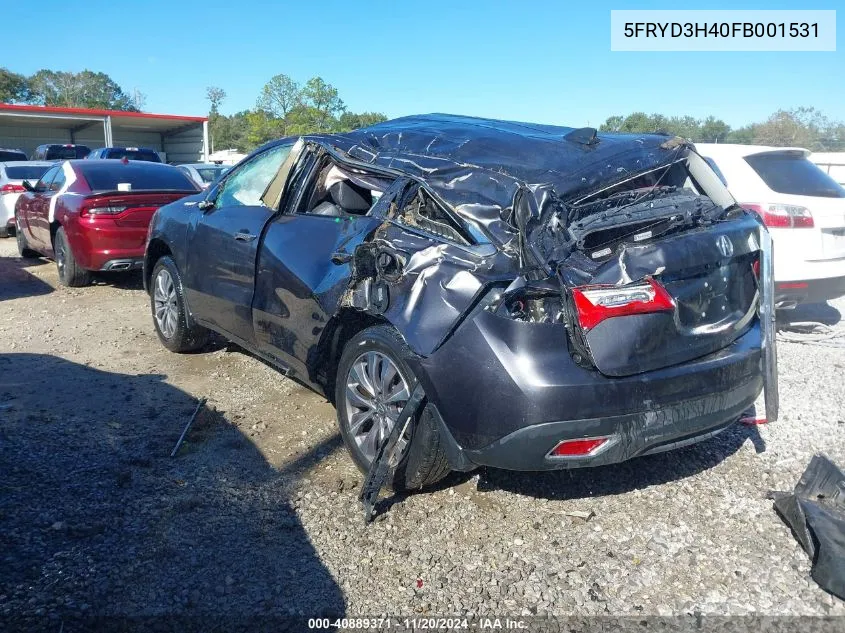 2015 Acura Mdx Technology Package VIN: 5FRYD3H40FB001531 Lot: 40889371