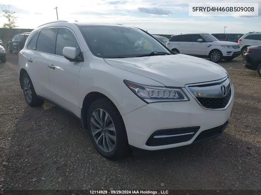 2016 Acura Mdx VIN: 5FRYD4H46GB509008 Lot: 12114929