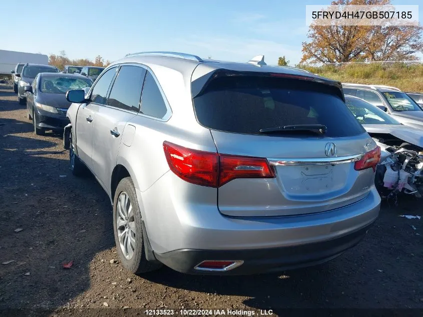 2016 Acura Mdx VIN: 5FRYD4H47GB507185 Lot: 12133523