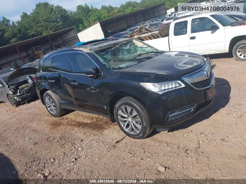 2016 Acura Mdx Technology Acurawatch Plus Packages/Technology Package VIN: 5FRYD3H47GB004976 Lot: 39615846