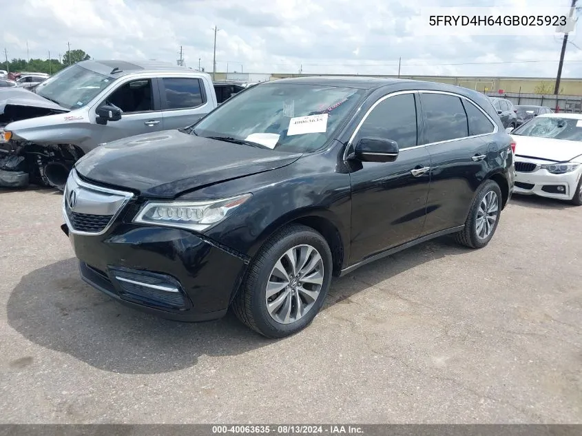 5FRYD4H64GB025923 2016 Acura Mdx Technology Entertainment Packages/Technology, Entertainment Acurawatch Plus Packages