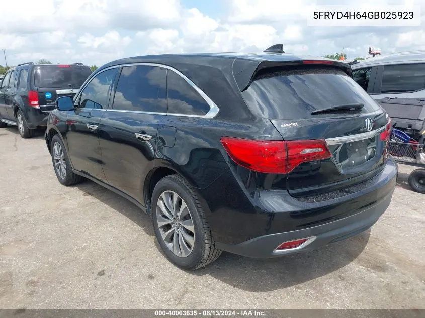 5FRYD4H64GB025923 2016 Acura Mdx Technology Entertainment Packages/Technology, Entertainment Acurawatch Plus Packages