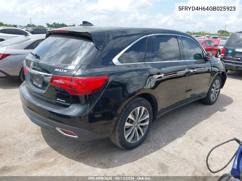 5FRYD4H64GB025923 2016 Acura Mdx Technology Entertainment Packages/Technology, Entertainment Acurawatch Plus Packages