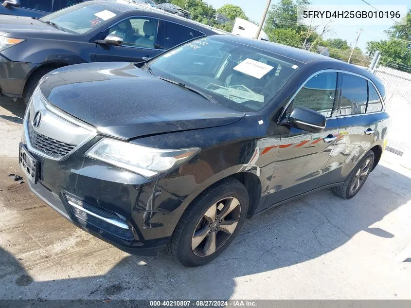 2016 Acura Mdx Acurawatch Plus Package VIN: 5FRYD4H25GB010196 Lot: 40210807