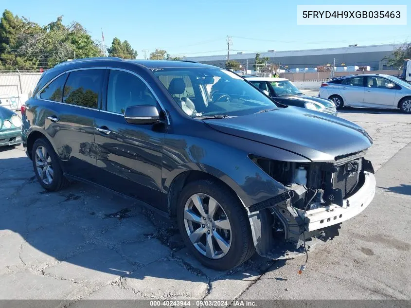 2016 Acura Mdx Advance Entertainment Packages/Advance Package VIN: 5FRYD4H9XGB035463 Lot: 40243944