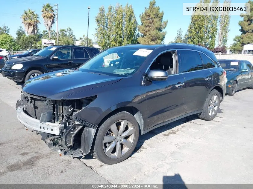 2016 Acura Mdx Advance Entertainment Packages/Advance Package VIN: 5FRYD4H9XGB035463 Lot: 40243944