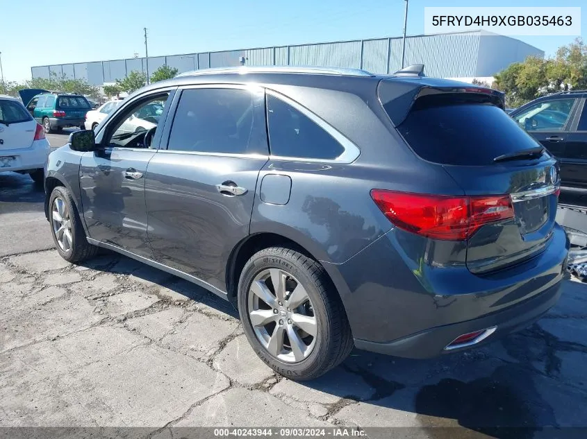 2016 Acura Mdx Advance Entertainment Packages/Advance Package VIN: 5FRYD4H9XGB035463 Lot: 40243944