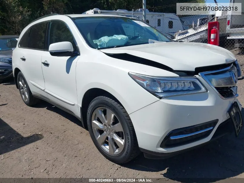 2016 Acura Mdx Advance Entertainment Packages/Advance Package VIN: 5FRYD4H97GB023318 Lot: 40249663