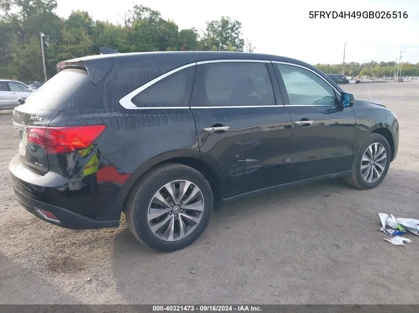 5FRYD4H49GB026516 2016 Acura Mdx Technology