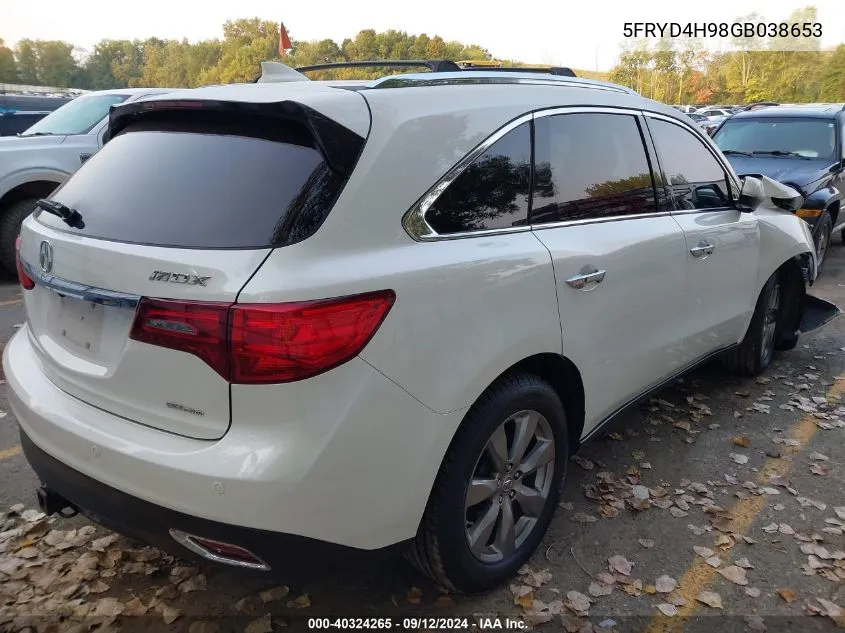 5FRYD4H98GB038653 2016 Acura Mdx Advance