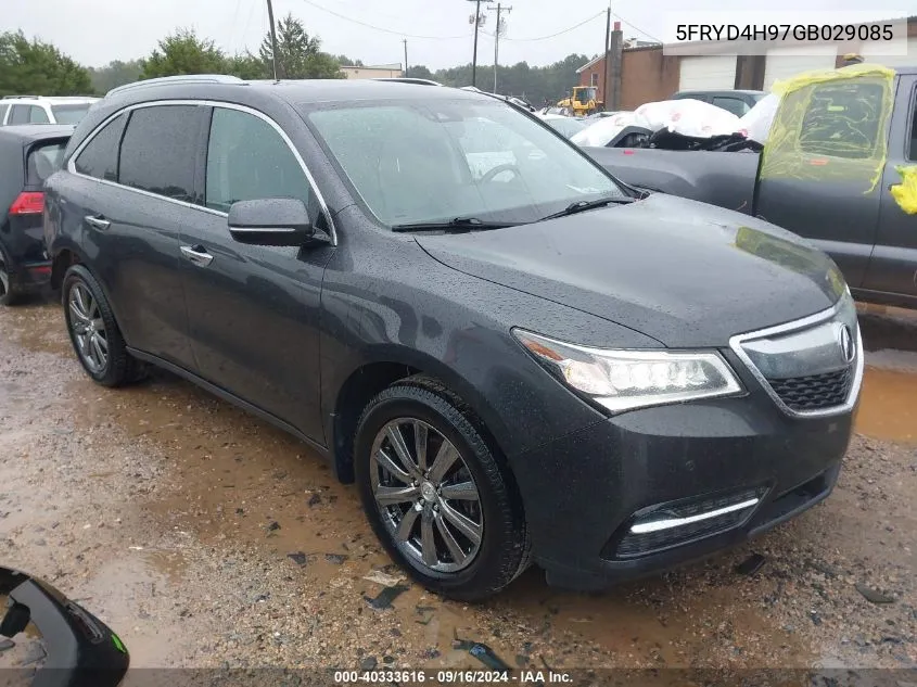 2016 Acura Mdx Advance Entertainment Packages/Advance Package VIN: 5FRYD4H97GB029085 Lot: 40333616