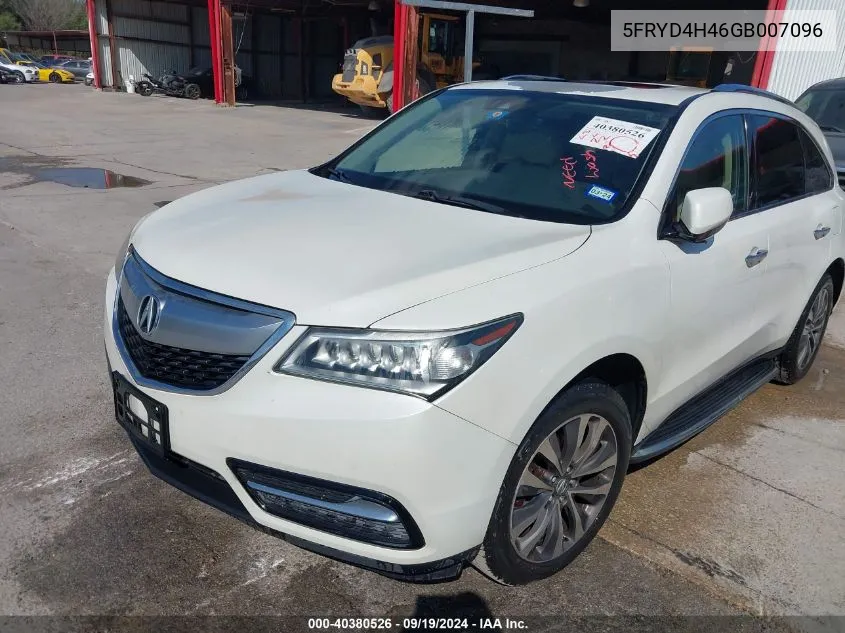 5FRYD4H46GB007096 2016 Acura Mdx Technology Acurawatch Plus Packages/Technology Package