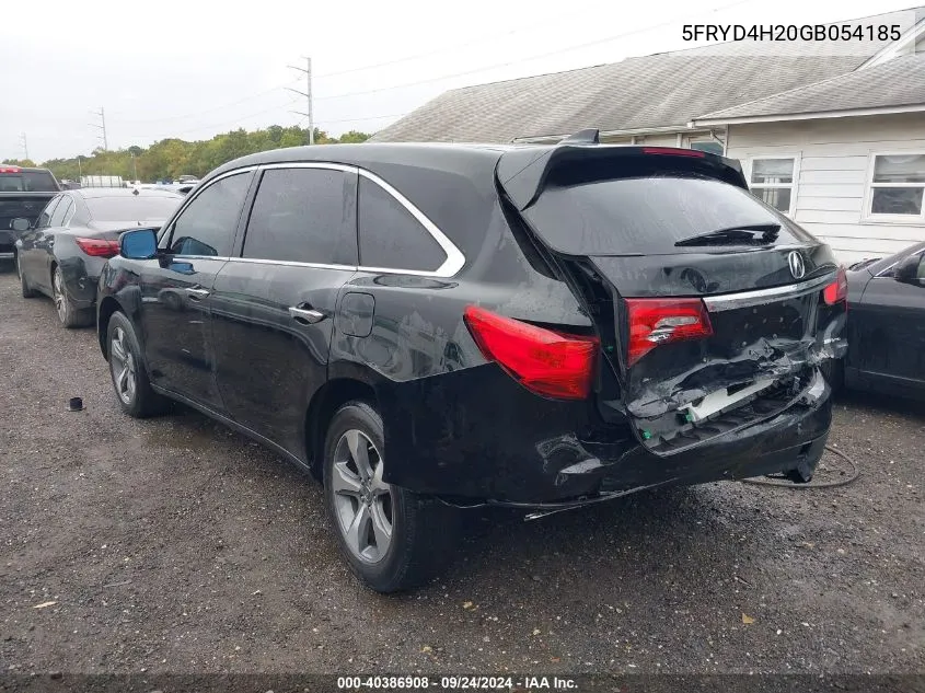 2016 Acura Mdx Acurawatch Plus Package VIN: 5FRYD4H20GB054185 Lot: 40386908