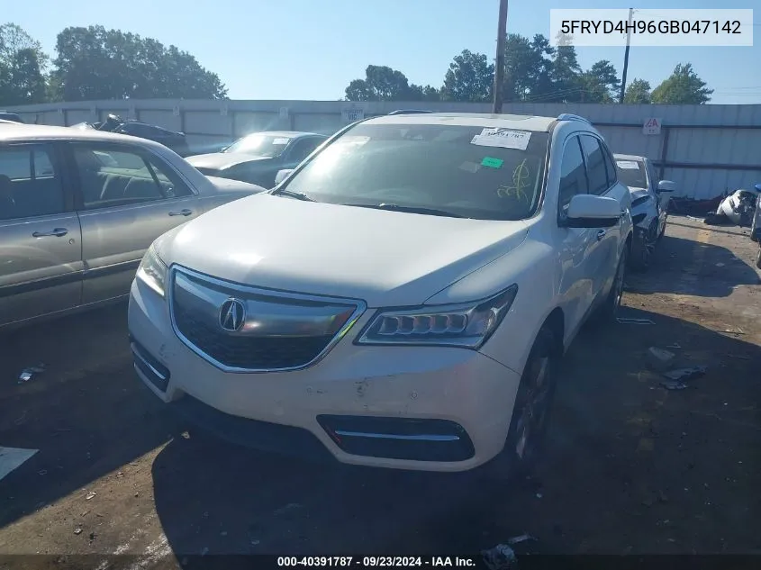 2016 Acura Mdx Advance Entertainment Packages/Advance Package VIN: 5FRYD4H96GB047142 Lot: 40391787