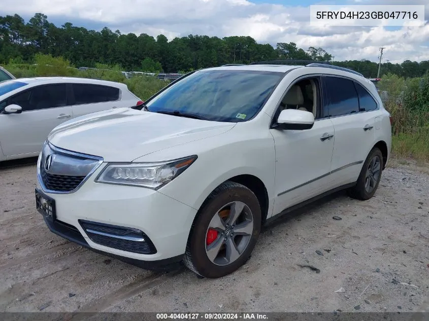 2016 Acura Mdx Acurawatch Plus Package VIN: 5FRYD4H23GB047716 Lot: 40404127