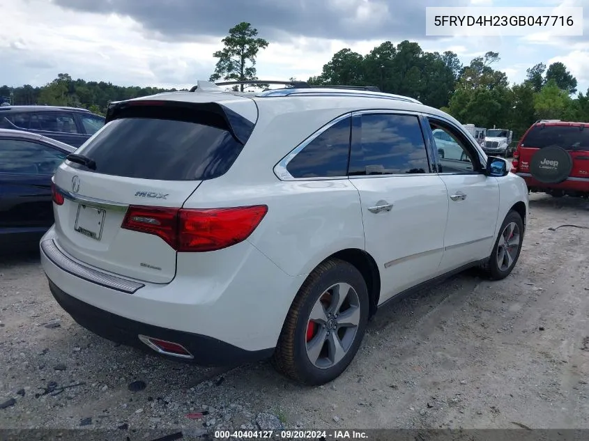 2016 Acura Mdx Acurawatch Plus Package VIN: 5FRYD4H23GB047716 Lot: 40404127