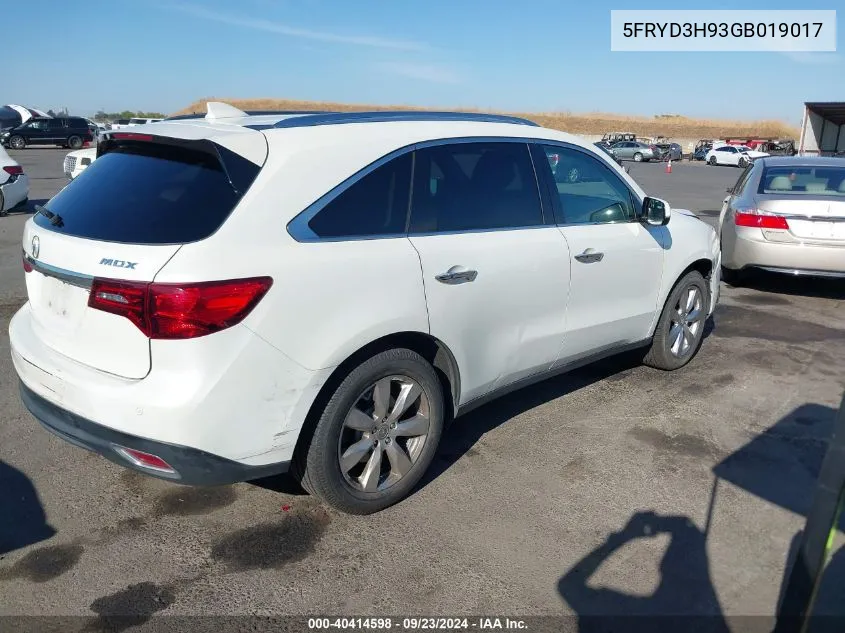 2016 Acura Mdx Advance Entertainment Packages/Advance Package VIN: 5FRYD3H93GB019017 Lot: 40414598