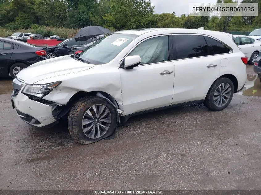 2016 Acura Mdx Technology Acurawatch Plus Packages/Technology Package VIN: 5FRYD4H45GB061635 Lot: 40454783