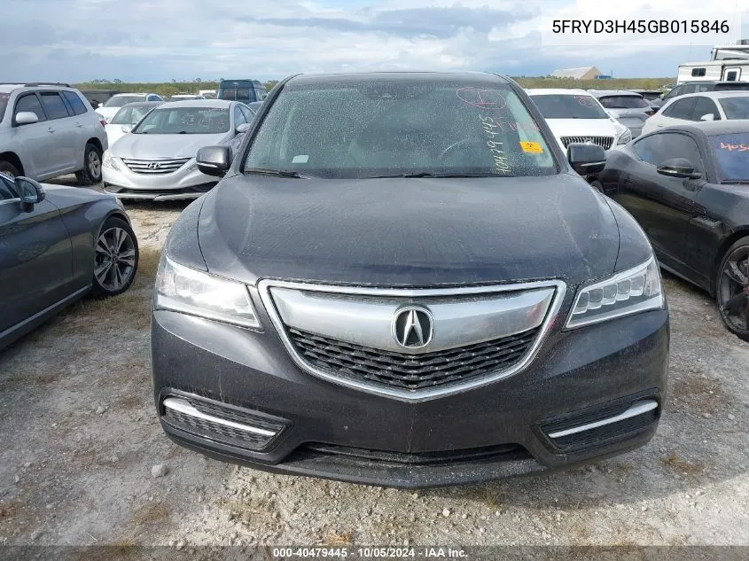 2016 Acura Mdx Technology VIN: 5FRYD3H45GB015846 Lot: 40479445