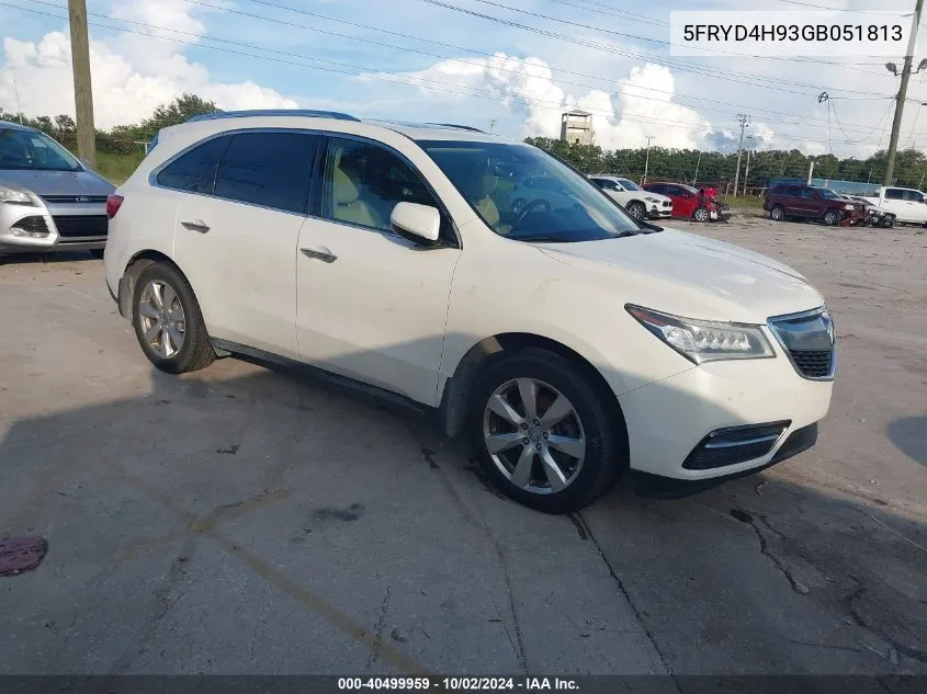 2016 Acura Mdx Advance Entertainment Packages/Advance Package VIN: 5FRYD4H93GB051813 Lot: 40499959