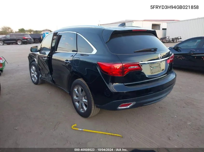 2016 Acura Mdx Advance Entertainment Packages/Advance Package VIN: 5FRYD3H94GB021858 Lot: 40508023