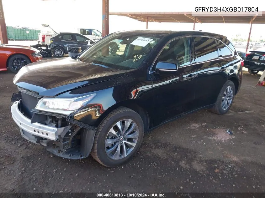 2016 Acura Mdx Technology Acurawatch Plus Packages/Technology Package VIN: 5FRYD3H4XGB017804 Lot: 40513813