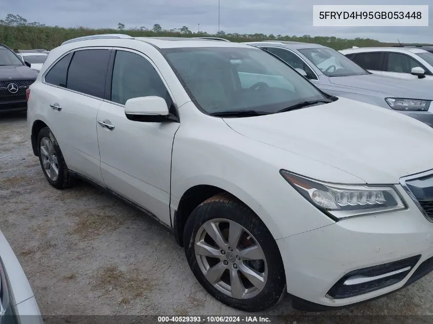 2016 Acura Mdx Advance VIN: 5FRYD4H95GB053448 Lot: 40529393