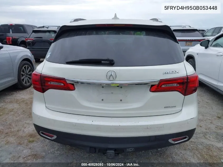 2016 Acura Mdx Advance VIN: 5FRYD4H95GB053448 Lot: 40529393