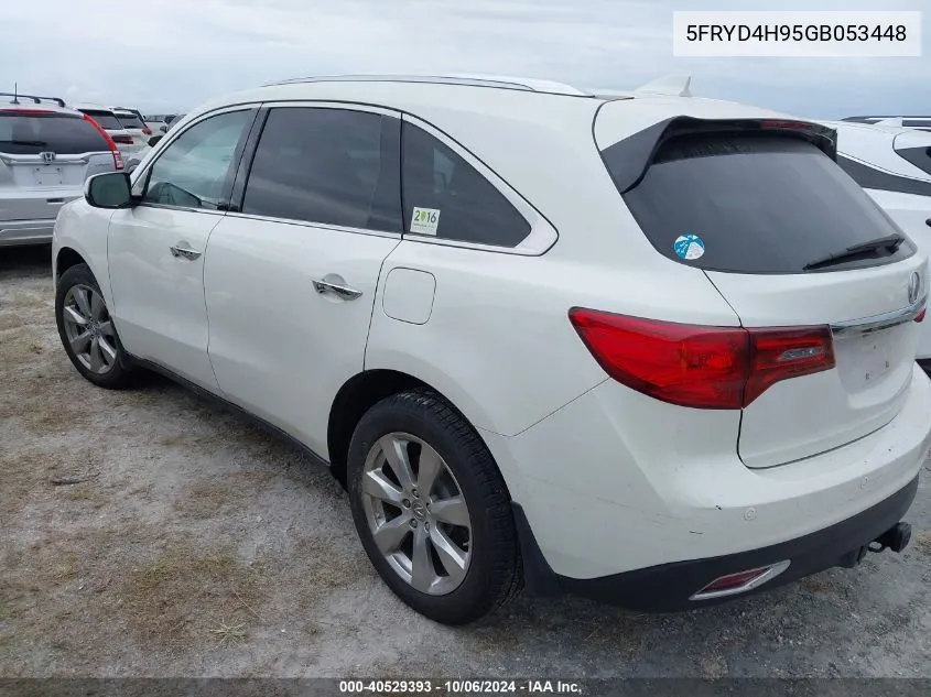 2016 Acura Mdx Advance VIN: 5FRYD4H95GB053448 Lot: 40529393