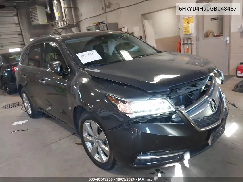 2016 Acura Mdx Advance VIN: 5FRYD4H90GB043457 Lot: 40549236